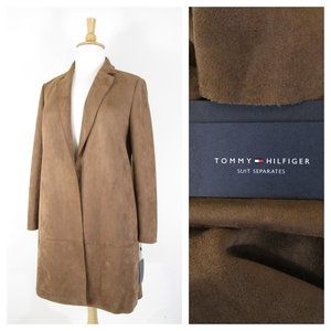 Tommy Hilfiger Plus Size Brown Faux Suede Topcoat Overcoat Topper Size 16